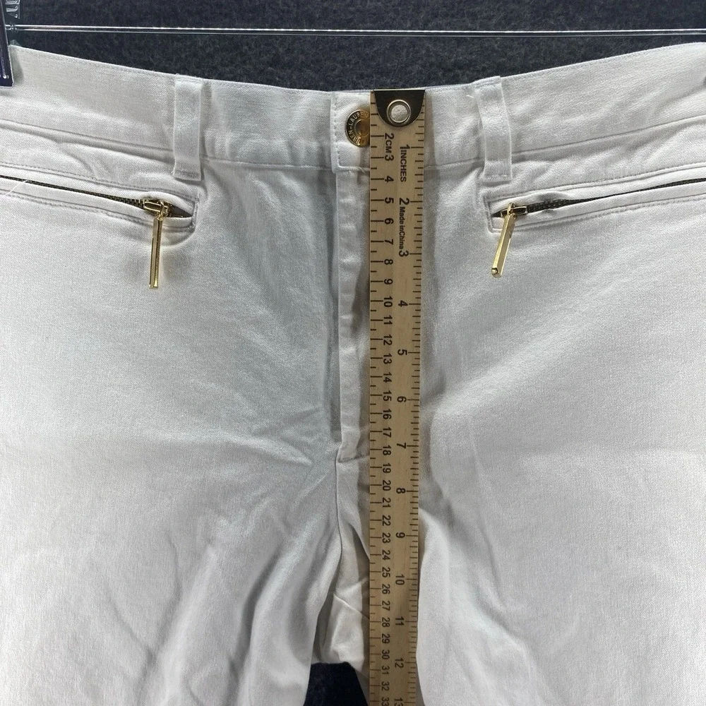 Ralph Lauren Capri Pants Womens 12 White Mid Rise Stretch Hiking Zipper Pockets‎
